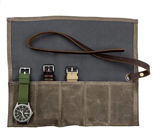 ที่จัดเก็บม้วนสายนาฬิกาสำหรับเดินทาง,เคสกระเป๋าเก็บสายหนังทำด้วยมือสามารถเก็บนาฬิกาได้สูงสุด4เรือน