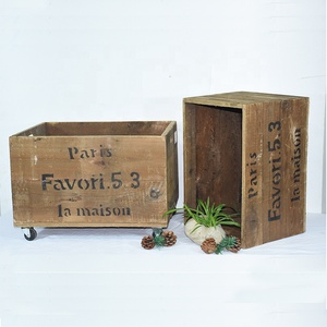 Thùng Lưu Trữ Bằng Gỗ Mộc Mạc Có Bánh Xe Trang Trại Cổ Điển Trang Trí-Lớn - Product Image 4