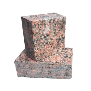 Bloques de pavimentación de granito, piedra roja natural, bloques de ladrillo
