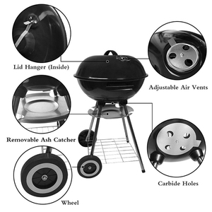 Modern Iron Outdoor <strong>BBQ</strong> Round Portable <strong>Charcoal</strong> <strong>Kettle</strong> Grill Remote Control Trolley for Backyard Camping Picnic Easy Assembly - Product Image 3