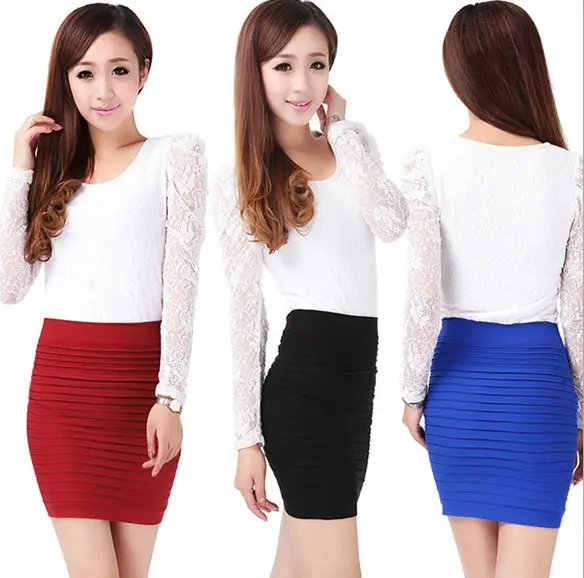 Fashion Cheap 16 Colors Slim Draped Elastic Tight Hip A-line Skirt