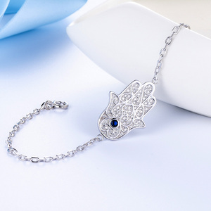 De moda 925 joyas de plata los ojos del mal mano de <span class=keywords><strong>Hamsa</strong></span> encanto <span class=keywords><strong>pulseras</strong></span> - Product Image 3