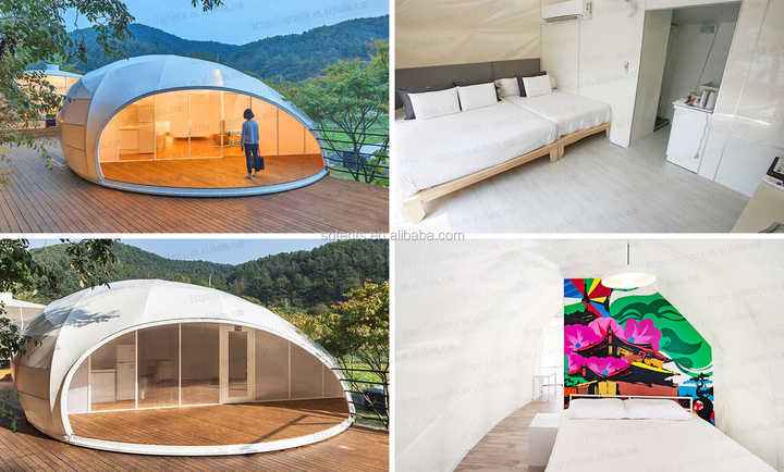 Prefab Glamping Mountain House Hotel Tent for Camping Luxury Eco Resort PVDF Outdoor Three-season Tent,summer Tent 15 Years Sepi