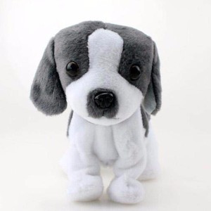 Peluş köpek gri ve beyaz peluş köpek hareketli peluş oyuncaklar