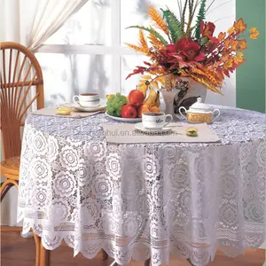 Dikdörtgen örgü ve tığ Polyester dantel masa örtüsü yuvarlak jakarlı desen düğün ev kullanımı için noel markalı düz tarzı