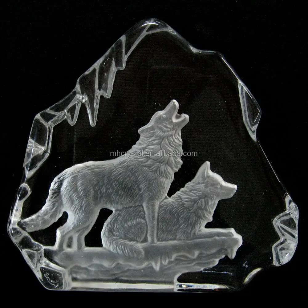 Scultura di cristallo iceberg mh-10095 lupi