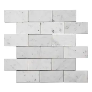 Polished White Marble Tile Carrara Brick Mosaic for Wall and Floor