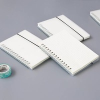 Carnet à spirale A5 en gros, couverture en PVC argenté, couverture rigide en plastique 16K/32K, avec élastique, pages vierges/linées/à pois/carrées