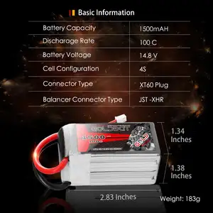 Vente en gros goldbat <span class=keywords><strong>Lipo</strong></span> 2s 3S <span class=keywords><strong>4S</strong></span> 5S 6S <span class=keywords><strong>1500mAh</strong></span> 100C Drone AKKU pour hélicoptère RC avion quadrirotor bateau - Product Image 4