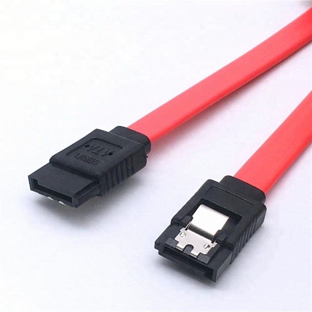 SATA 2 3 Data Cable with Locking Latch Dual Clip HDD Straight Female to Female 6Gbps Red 50cm