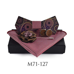 Un ensemble de 6 <span class=keywords><strong>noeud</strong></span> <span class=keywords><strong>papillon</strong></span> en <span class=keywords><strong>bois</strong></span> avec épingle à bouton de manchette carrée de poche - Product Image 5