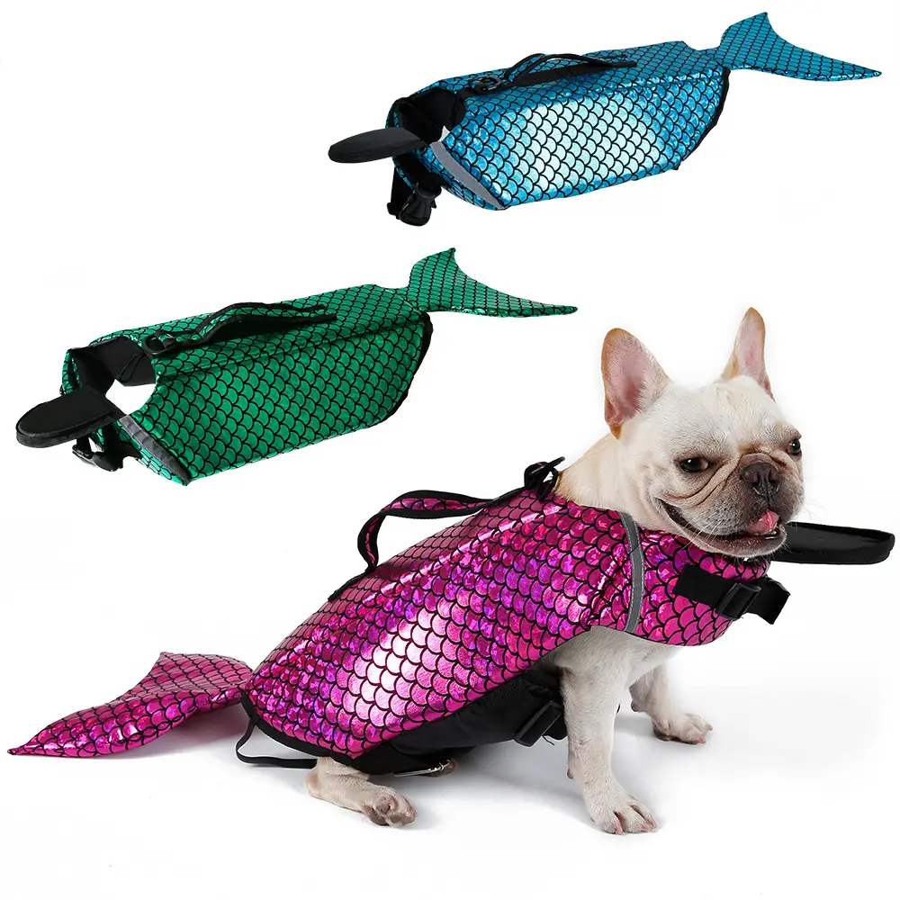 Mermaid deniz hizmetçi Pet kostüm yüzme kıyafetleri yelek köpek giysileri can yeleği