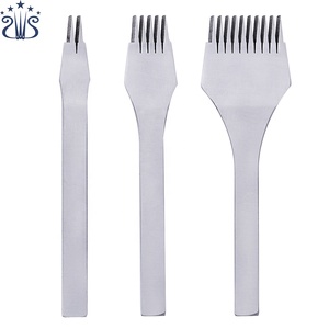 Poinçon de trou en cuir, poinçon de <span class=keywords><strong>ceinture</strong></span> en acier blanc 2/5/10 broches outils d'artisanat en cuir outil de couture de laçage - Product Image 1