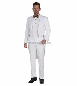 Gexie tuxedo suits tailcoat groomsmen peaked satin lapel groom tuxedos white men suits Jacket Pants CN JIA mens wedding best man two pieces long coat tail tuxedos suits men wedding suits for men