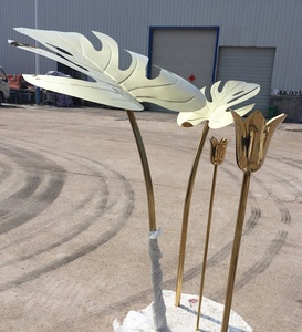 Décoration <span class=keywords><strong>de</strong></span> jardin moderne, feuilles <span class=keywords><strong>de</strong></span> palmier plaquées or, artisanat en métal pour la décoration d'événements <span class=keywords><strong>de</strong></span> mariage - Product Image 2