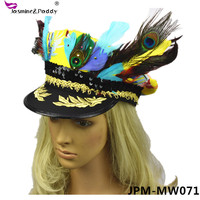 Brasile carnevale piume di colore army cap sequin lace decorare festival cappelli personalizzati su ordinazione
