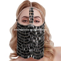 Chaîne de visage sexy et chic, chaîne de tête à pampilles brillantes, strass, masque facial, voile, coiffe