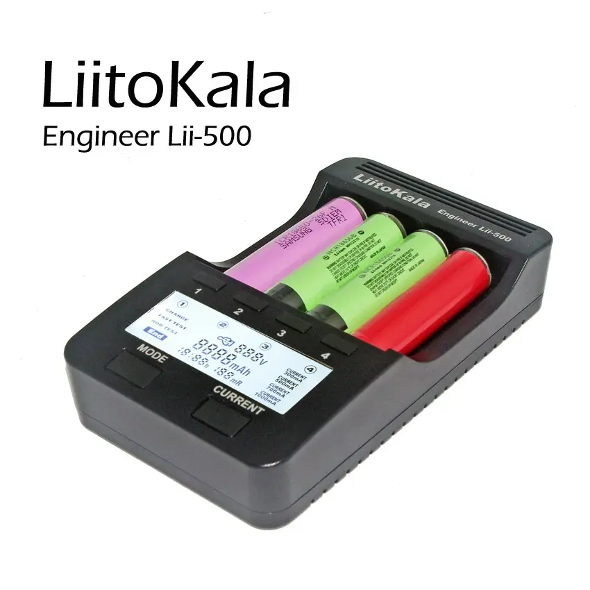 Liitokala lii-500リチウム電池/LCDクリスタルディスプレイ付き4スロット多機能充電器12V2Aアダプターlii5005V1A