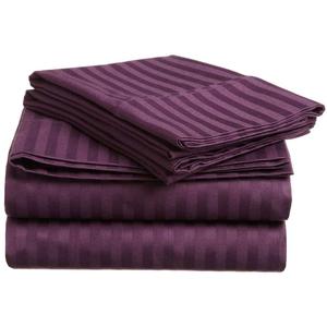 <strong>4</strong> Pcs Customized 100% Cotton <strong>3</strong> cm Satin Stripe Wholesale <strong>Bedsheets</strong> Hotel Bedding Set - Product Image 3