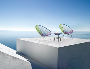 Fauteuils œuf <span class=keywords><strong>Acapulco</strong></span> en osier colorés en noir, blanc, jaune, rouge, <span class=keywords><strong>bleu</strong></span>, vert pour une utilisation en extérieur - Product Image 2