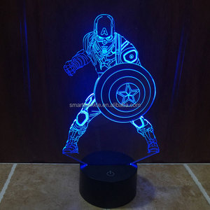 STL-Lámpara LED 3D de Marvel para niños, lámpara de ilusión de superhéroe 3D, regalo para niños, guerra Civil, Capitán América - Product Image 3
