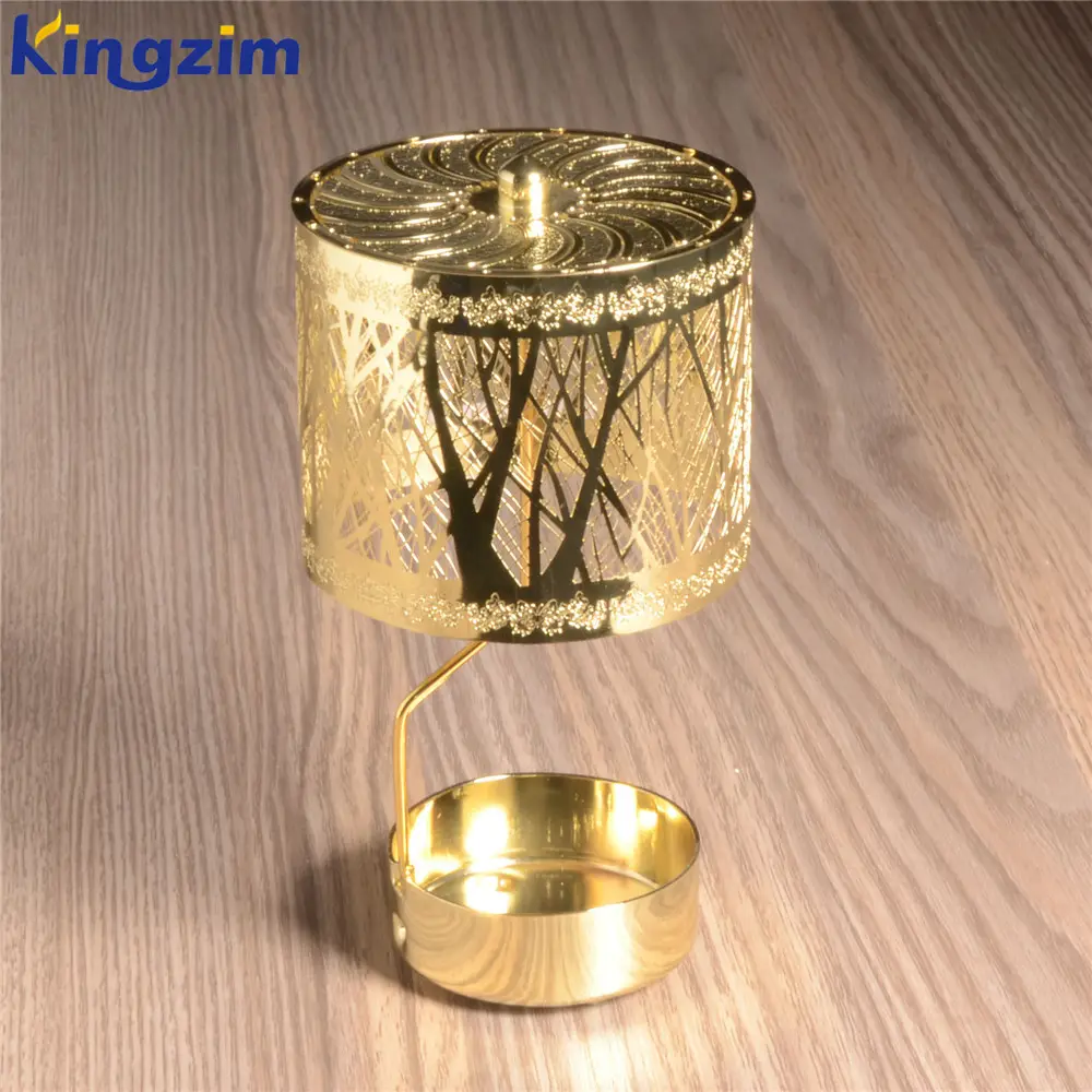 Custom gold metal decorating rotary candle holder