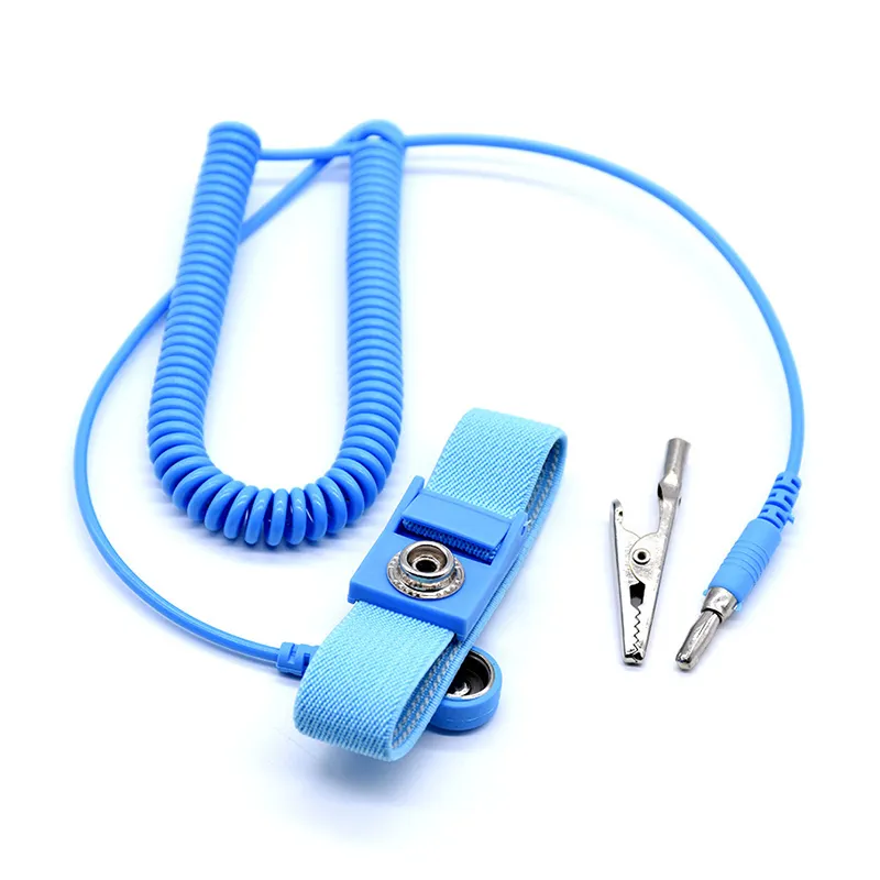 ESDELES Ajustável e de Alta Qualidade Antiestático Pulseira Pulseiras com Aterramento Fio ESD Aterramento PU Wrist Strap