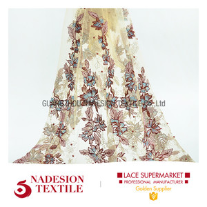 2017 Nouvelle mode tendance dentelle tissu dubai gros pour <span class=keywords><strong>la</strong></span> robe de mariage - Product Image 2