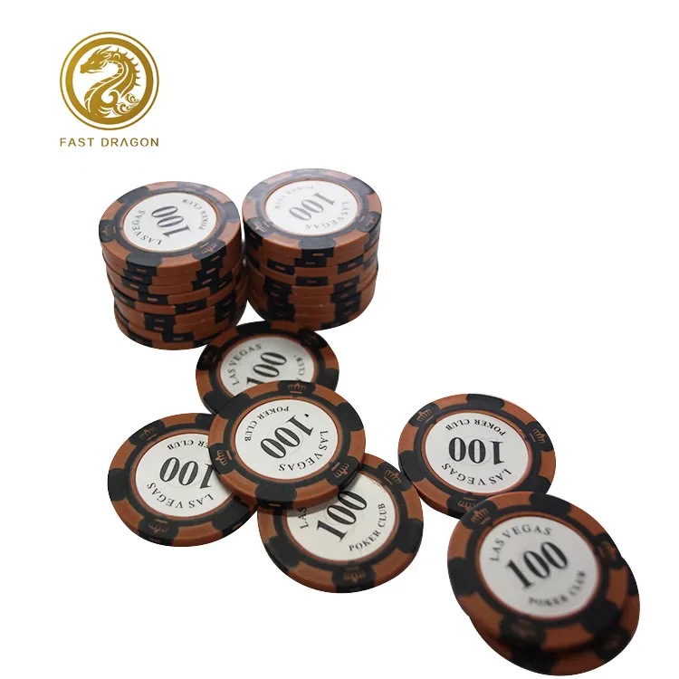 Nuovo Disegno 100 numero di chip di poker con scatola di ARGILLA su ordinazione o ABS