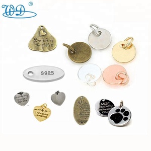 3d oval de acero inoxidable color brillante Chapado en nombre clave etiqueta de metal del encanto de la joyería - Product Image 4