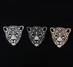 Mode Tigre Tête Plaqué Or Strass Broche