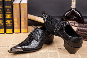 NA009 Scarpe Casual Nere da <span class=keywords><strong>Uomo</strong></span> in Pelle, Scarpe Eleganti da Cerimonia, <span class=keywords><strong>Espadrillas</strong></span> con Lacci Metallici, Scarpe Oxford Personalizzate - Product Image 4