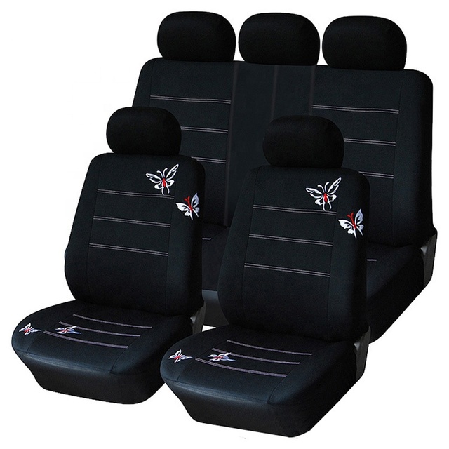M4 Butterfly Stitch Car Seat Cover Set Polyester Cushion Mat Protector Front Rear Seats Universal Fit