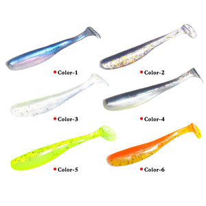 10 unids/set de goma realista suave T de cola gusano Señuelos de Pesca cebo con <span class=keywords><strong>copos</strong></span> de pesca - Product Image 5