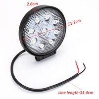 Barre de feux de travail LED ronde 27W pour voiture, SUV, VTT, bateau, 12V, feux de conduite, faisceau large et spot, éclairage diurne LED automatique