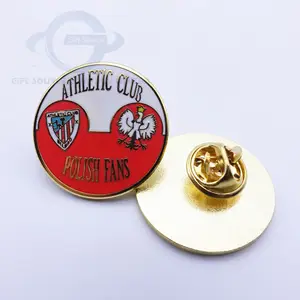 Groothandel Custom Ronde Vergulde Rode Harde Emaille badges Athletic Club Fans RainbowLapel pin met epoxy koepel