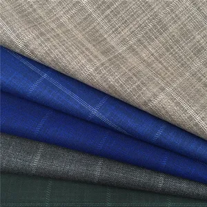 Polyester viscose spandex material obscure plaid design textured woven TR fabric suiting winter men's suit pant blazer trouser