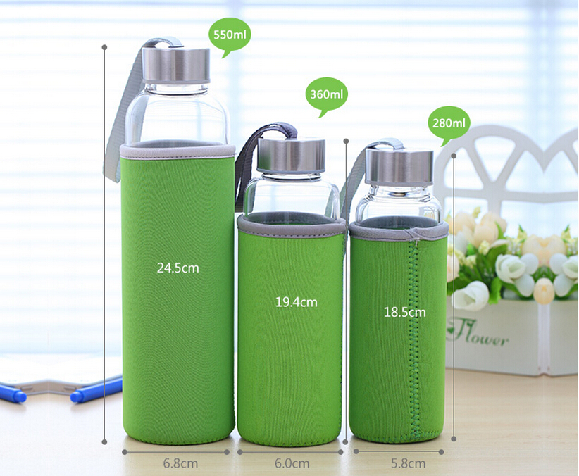18.5 Oz Glass Water Bottle-l Glass Bottle Tea Cup Tea Bottle And Handmade Colorful Handle Nylon Sleeve