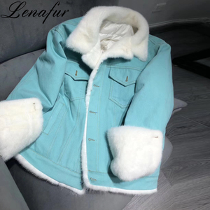 Delle donne Breve Denim Dei Jeans di Stile Reale del <span class=keywords><strong>Visone</strong></span> Giacca di Pelliccia Giù, di Lusso Pelliccia di <span class=keywords><strong>Visone</strong></span> Parka in Inverno - Product Image 6