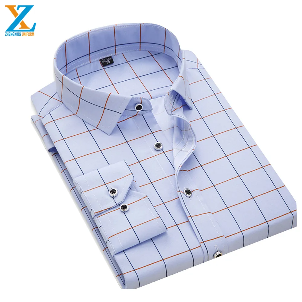 Custom long sleeve stripe button down casual formal dress shirts for men
