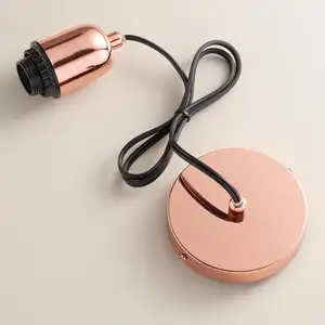 Hanging lamp with textile cord and aluminum copper brass Lamp Holder for E27 Pendant Light lamp Fixture