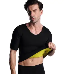 Camiseta termo modeladora de corpo masculina, body de neoprene para emagrecimento, roupa de sauna para treino e suor, queimador de gordura para o estômago #BS-13