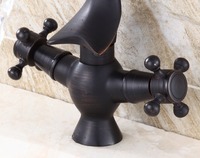 Robinet de lavabo de salle de bain de luxe à poignée unique, en alliage de zinc, cartouche en céramique, finition noire huilée durable, trou unique