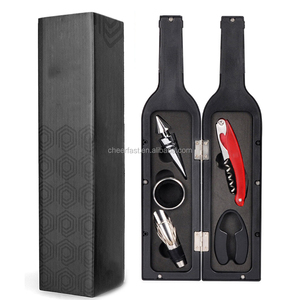 Bộ dụng cụ mở rượu cao cấp bằng thép không gỉ 5 món, hình chai rượu, làm quà tặng - Product Image 4