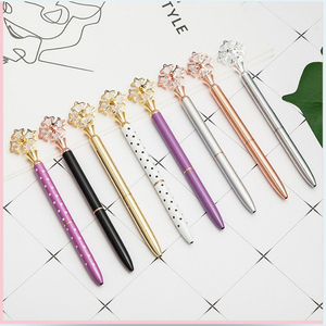 Flower shape Crystal Diamond Pens Bling Rhinestones Metal Ballpoint Pens Black Ink for School Office