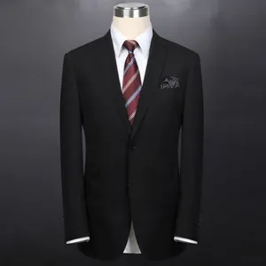 New style men slim fit suit 70% wool two buttons black Italian fabric suit