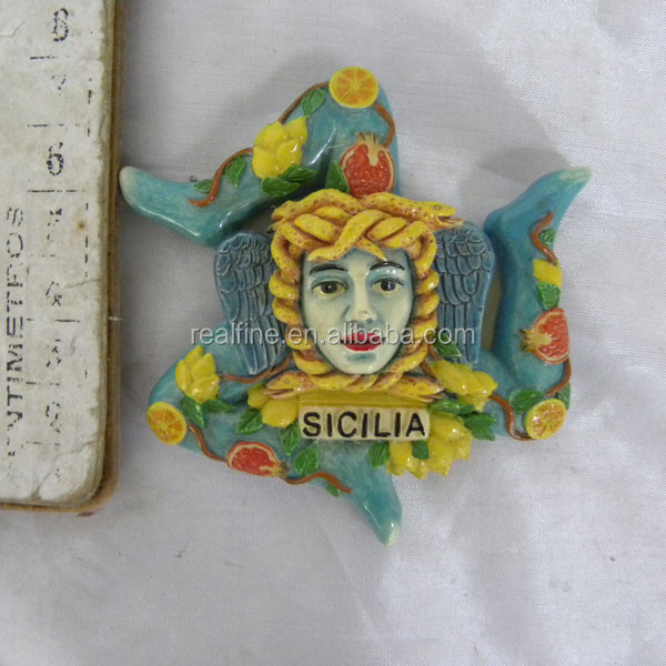 Taormina Italia, magnete da frigorifero souvenir da viaggio, in resina