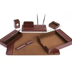 Desktop Luxe Kantoorbenodigdheden Faux Wit/Zwart/Bruin Lederen Bureau Cadeau Set Kantoor Bureau Pad Houder Vouwen Lederen Optioneel Wfd