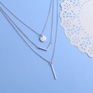 يتوهم بسيطة عالية الجودة 925 فضة الثلاثي الطبقات قلادة المختنق قلادة للنساء - Product Image 1