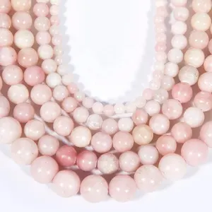 Natural Beads for Jewelry Making DIY Handmade Crafts Chinese Soft Pink Opal Gemstone Loose Beads